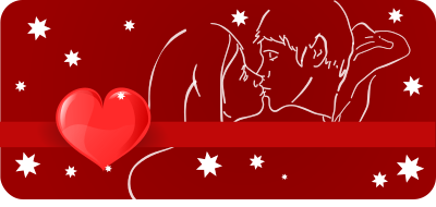Kissing couple with heart clipart