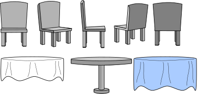 Kitchen Table and Chairs with Table Cloth clipart