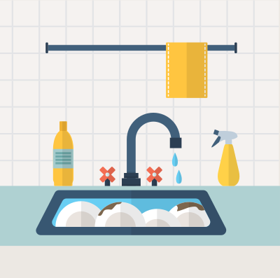 Kitchen with Dirty Dishes clipart