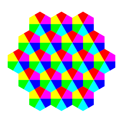 Kite hexagons 6 color clipart