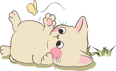 Kitten and butterfly clipart