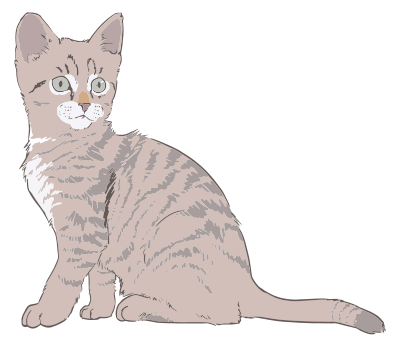 Kitten Line Art Colored clipart