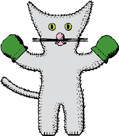 Kitten with mittens clipart