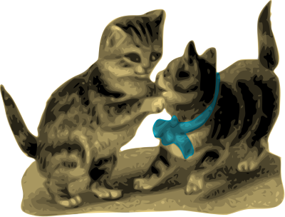 Kittens, One with Blue Ribbon clipart