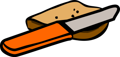 Knife and piece of bread clipart