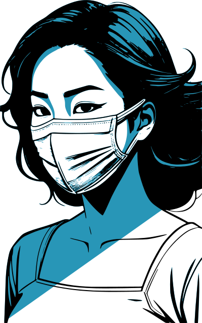 Korean woman in face mask clipart