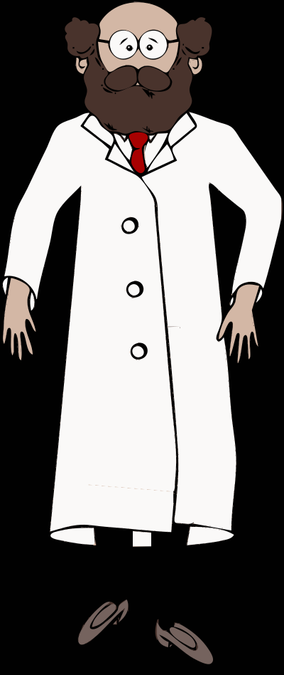 Lab coat worn by scientist with brown beard clipart