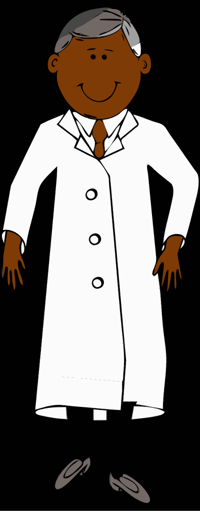 Lab coat worn by scientist with grey hair clipart