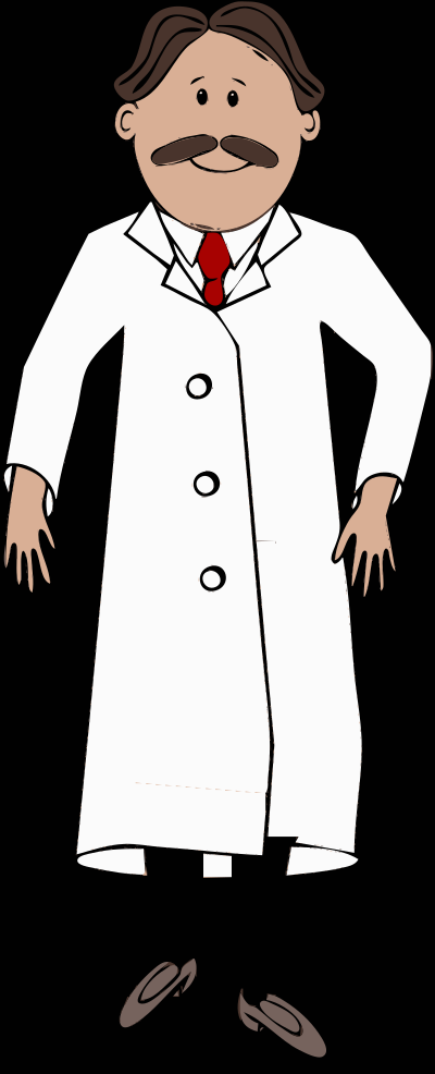 Lab coat worn by scientist with mustache clipart
