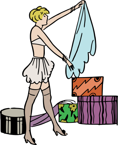 Lady and Boxes - Colour clipart