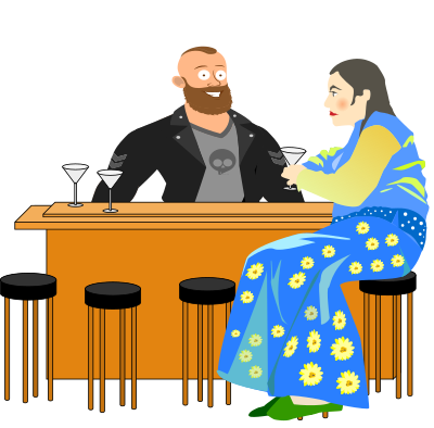 Lady at a Bar with a Bartender clipart