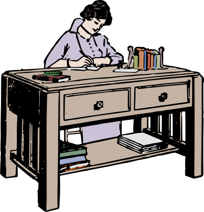 Lady at a Desk - Colour clipart