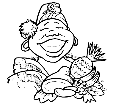 Lady from the Pacific Islands with food clipart