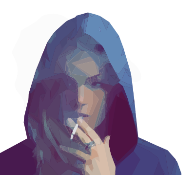 Lady in a Hood Smoking clipart