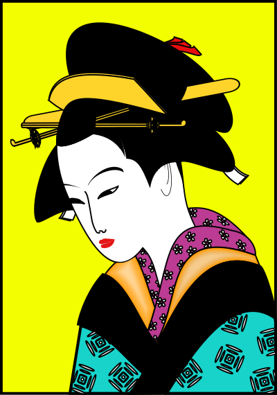 Lady in a kimono clipart