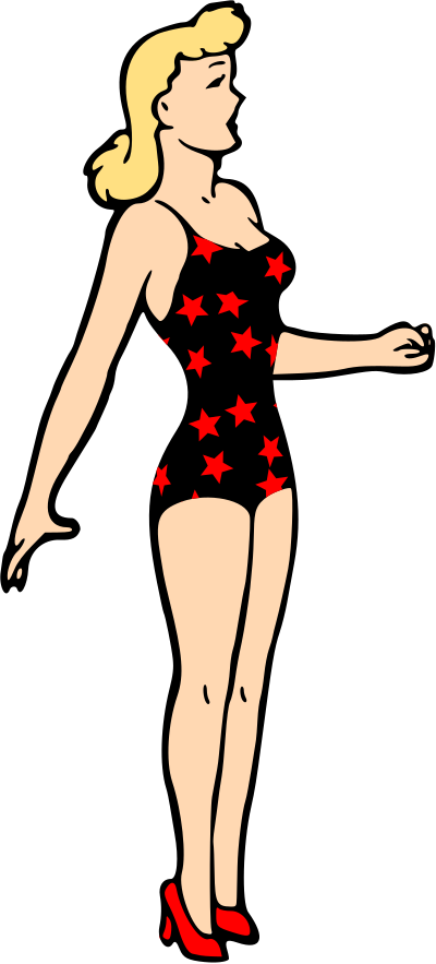 Lady in swimsuit 2 (colour) clipart