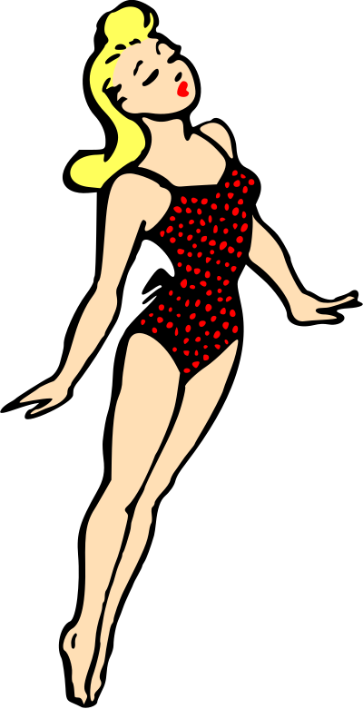 Lady in swimsuit (colour) clipart
