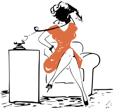 Lady on Phone clipart