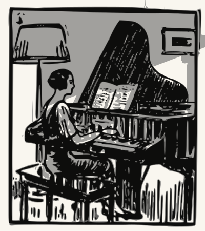 Lady Playing Piano clipart
