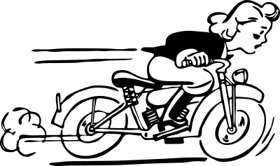 Lady Riding Motorbike clipart