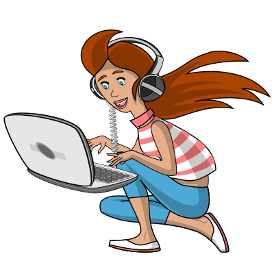 Lady Using a Laptop clipart