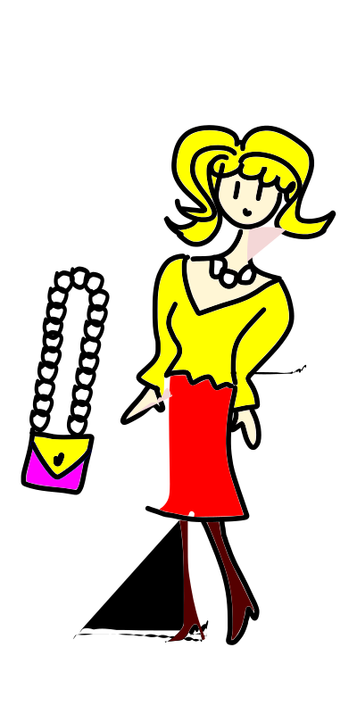 Lady with a handbag clipart