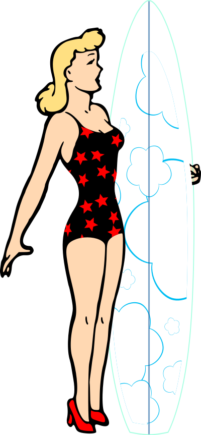 Lady with a Surfboard clipart