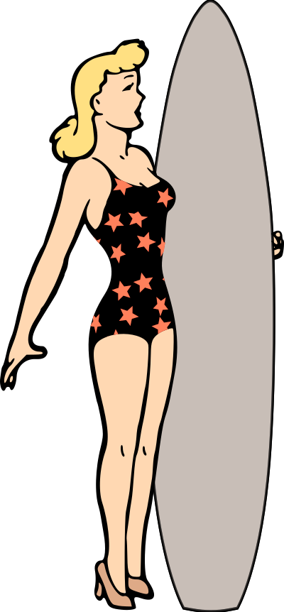 Lady with a Surfboard (remix) clipart