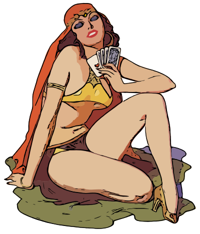 Lady with Cards clipart