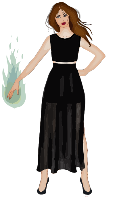 Lady with Hand on Fire clipart