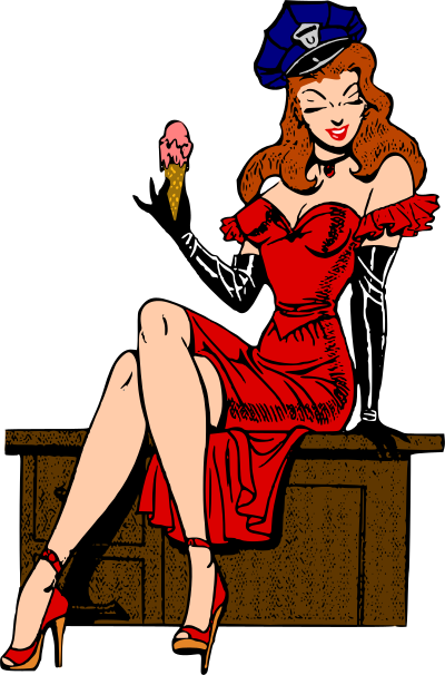 Lady with ice cream (colour) clipart