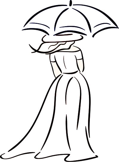 Lady with umbrella 3 clipart