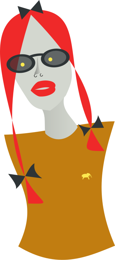 Lady with yellow eyes and long neck clipart