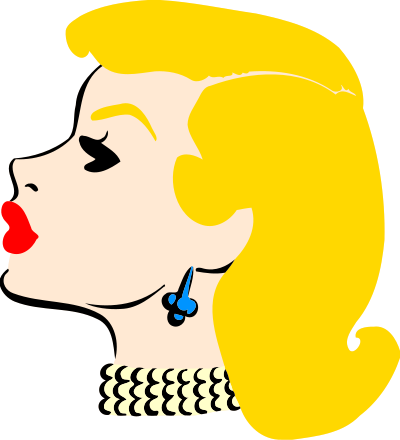 Lady's head in profile (colour) clipart
