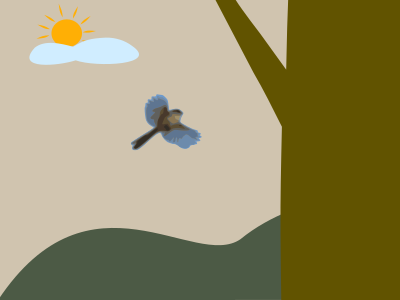 Landscape with bird clipart