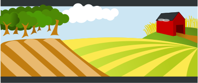 Landscape with red farm clipart