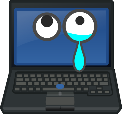 Laptop Crying Looking Up clipart