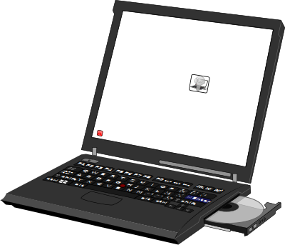 Laptop with disc drive clipart