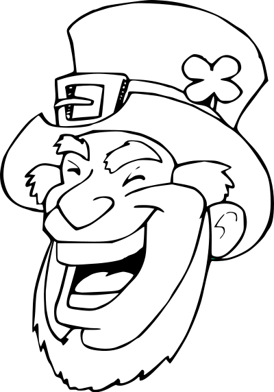 Laughing Leprechaun B&W clipart