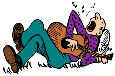 Laying back singing coloured clipart