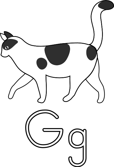 Letra G de Gato para colorear clipart