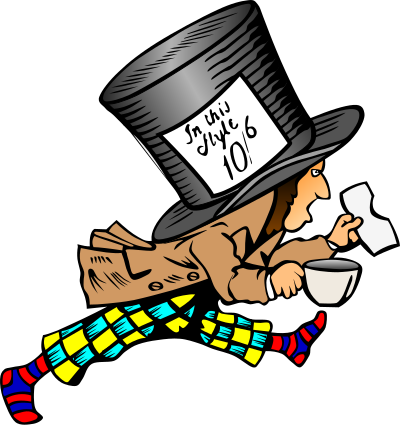 Mad hatter with label on hat clipart