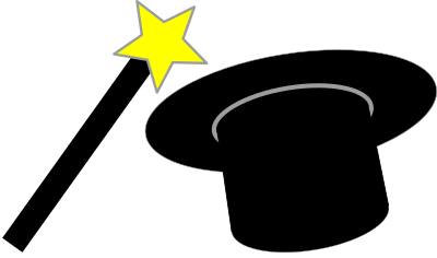 Magic wand and hat - chapeau et baguette magique clipart