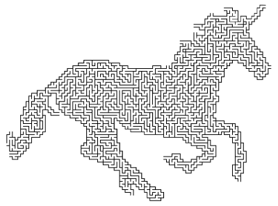 Magical Unicorn Silhouette No Stars Maze clipart