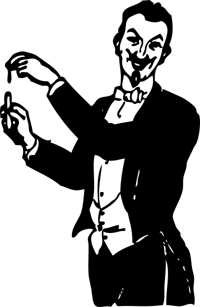 Magician doing a trick clipart