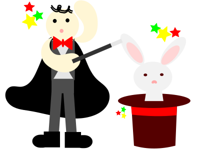 Magician with a rabbit in a hat clipart