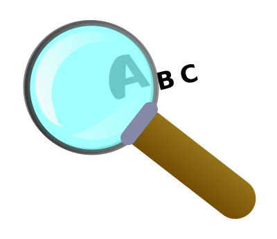 Magnifier, ABC, letters clipart