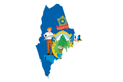 Maine State Outline with Flag Background clipart