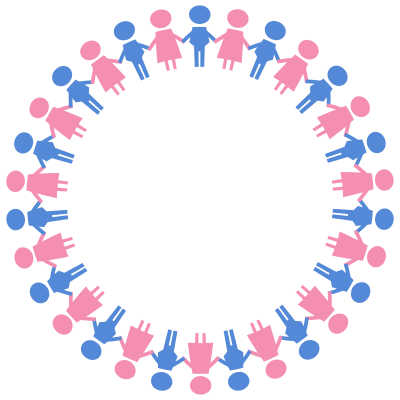 Male And Female Symbols Holding Hands Circle Large clipart