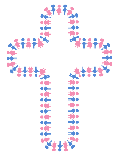 Male And Female Symbols Holding Hands Cross clipart